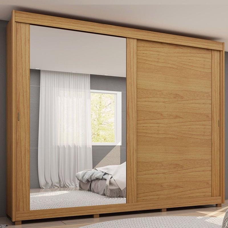 Guarda Roupa Casal 2 Portas de Correr Espelho Zeus Gelius Móveis